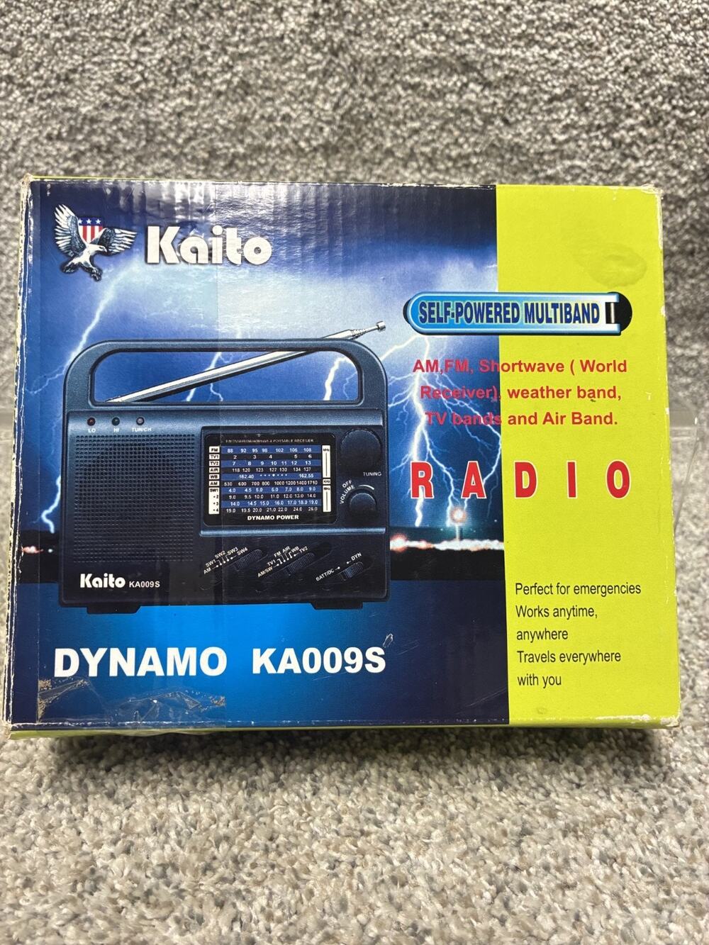 Kaito KA009S Emergency Radio AM FM Shortwave Weather Air Band Solar Hand Crank
